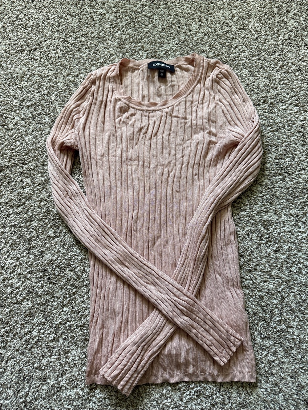 Express Slim Ribbed Crewneck Sweater - Dusty Blush